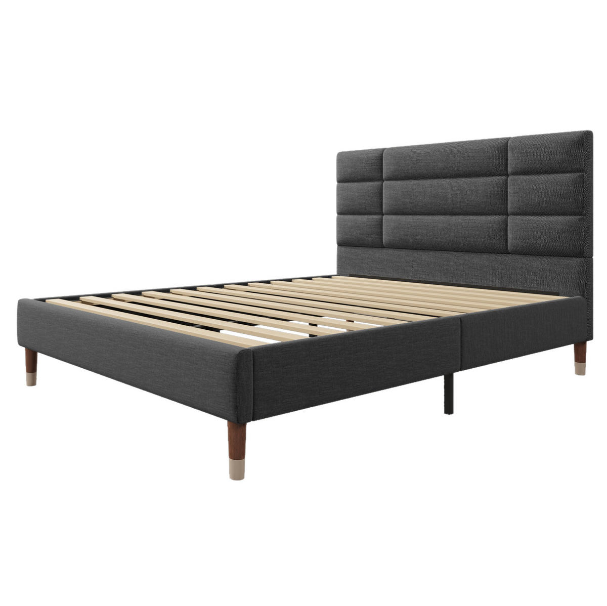 BETT mit Matratze und Lattenrost 140x200 cm Grau - Grau, Holz (140/200cm) - Meubliv