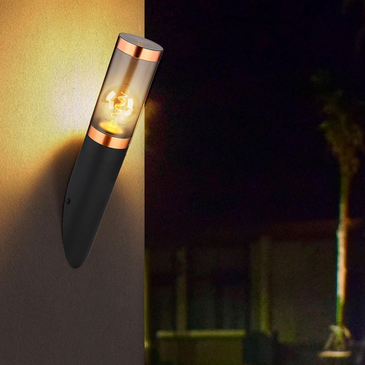 LED AUSSEN-WANDLEUCHTE Boston Schwarz Edelstahl - Schwarz, Metall (7.6/41/7.6cm) - Globo Lighting