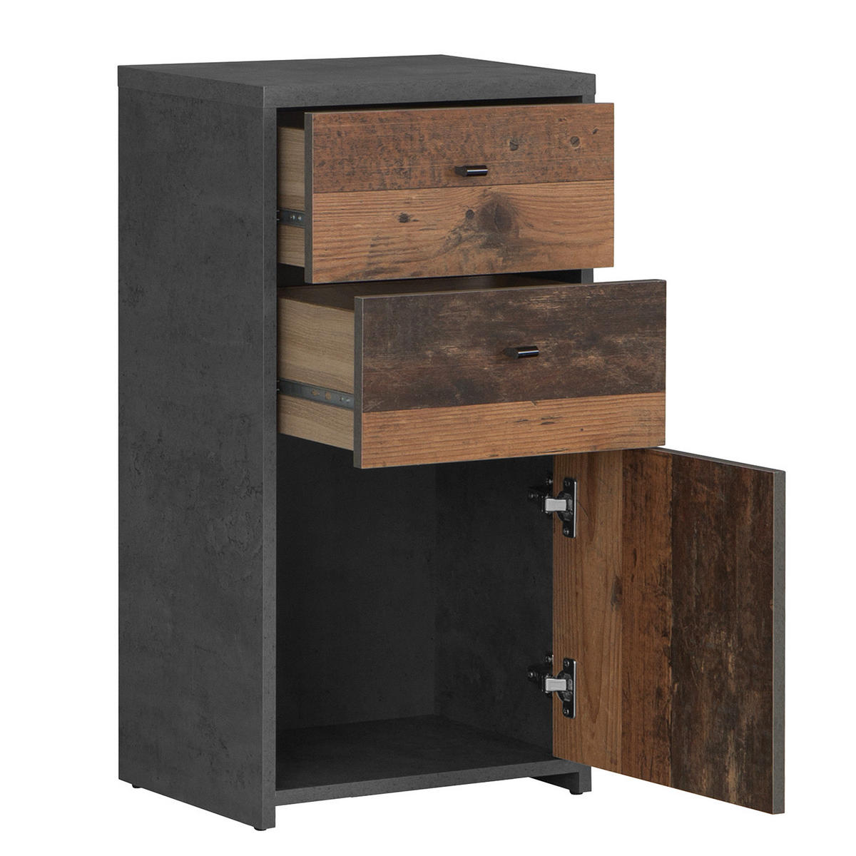 KOMMODE - Dunkelgrau/Schwarz, Holzwerkstoff/Kunststoff (40/77/30cm) - home24