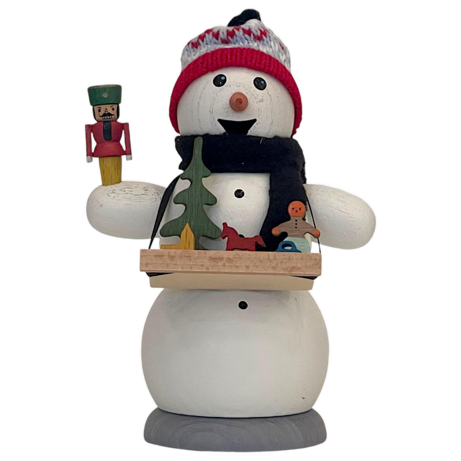 RÄUCHERFIGUR Räuchermännchen Schneemann als Weihnachtsmarkthändler 13 cm - Multicolor, Holz (6/13/10cm)