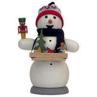 RÄUCHERFIGUR Räuchermännchen Schneemann als Weihnachtsmarkthändler 13 cm - Multicolor, Holz (6/13/10cm)
