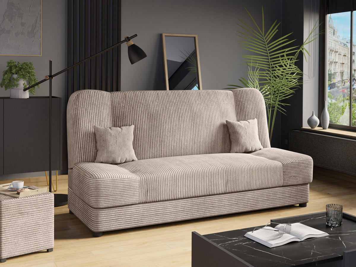 SCHLAFSOFA Jonas Cord - Sahara, Holz/Textil (195/86/87cm) - MIRJAN24