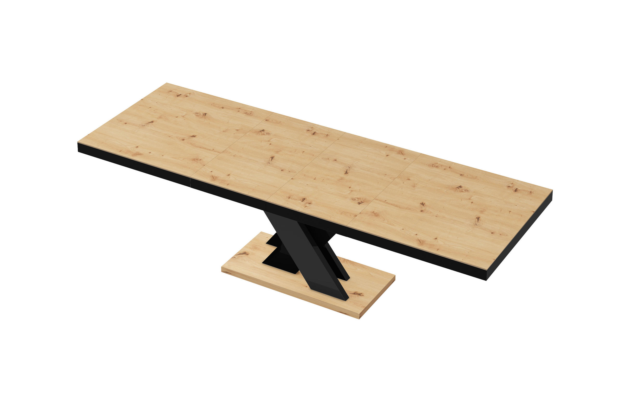 ESSTISCH Rechteckig Rostoptik Weiß Hochglanz 120/89/75 cm - Schwarz Hochglanz/Eiche Artisan, Holzwerkstoff (89/160/75cm) - designimpex