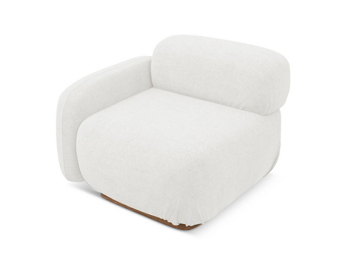 SOFAELEMENT Links Bouclé Stoff Weiß - Weiß/Braun, Holz/Textil (95/73/95cm) - Makamii