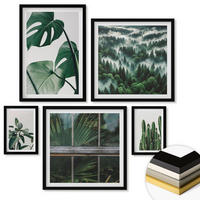 WANDBILDER 5er-Set - 50x50 cm & 20x30 cm & 40x60 cm Schwarzer Rahmen - Ästhetik tropischer Pflanzen - Schwarz, Kunststoff (40/60cm) - ArtPrintCave