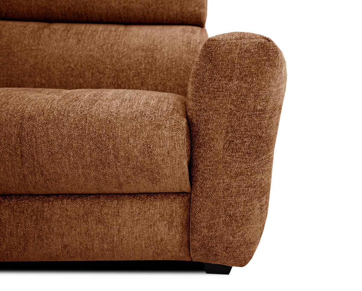 SOFA CALVERA 3-Sitzer mit 1 Relaxfunktion, dunkelorange - Dunkelorange, Holzwerkstoff/Textil (204/79/106cm) - Courtois Laville