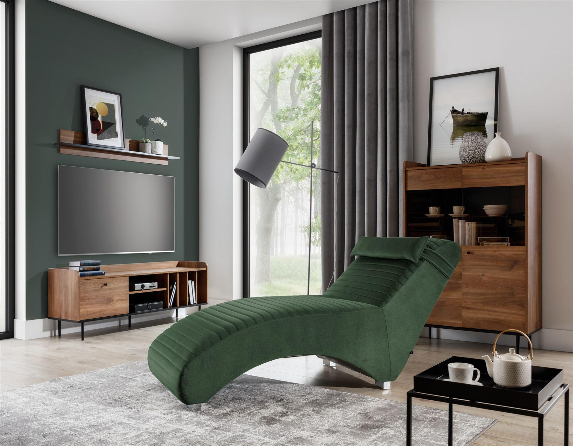 RELAXLIEGE Abramo In Kronos - Grün, Holzwerkstoff/Textil (73/80/170cm) - Fun Möbel