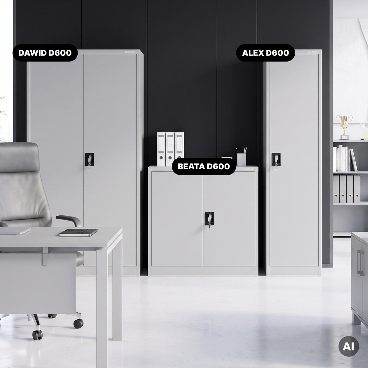 AKTENSCHRANK ALEX D600 - Grau, Metall (45/185/60cm) - Jan Nowak