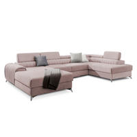 WOHNLANDSCHAFT mit Schlaffunktion und Bettkasten - Chromfarben/Rosa, Textil/Metall (202/92/354cm) - Eltap