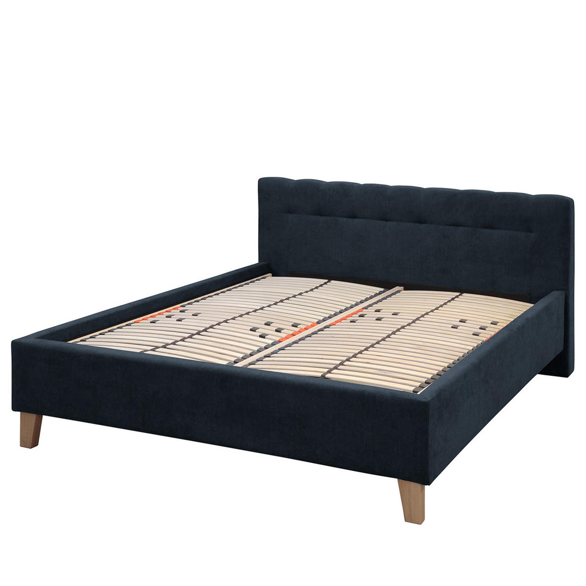 POLSTERBETT - Samt - Dunkelblau, Holz/Textil (200/200cm) - home24