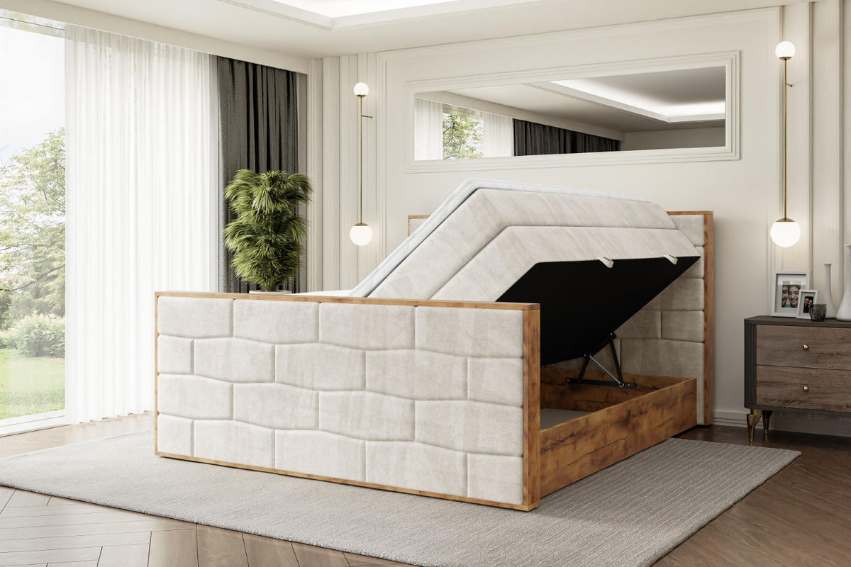 BOXSPRINGBETT mit Matratze H3|H4 und Lattenrost - LOLLI8-Z KING-160x200 - Beige Casablanca - Beige, Holzwerkstoff (160/200cm) - ALTDECOR
