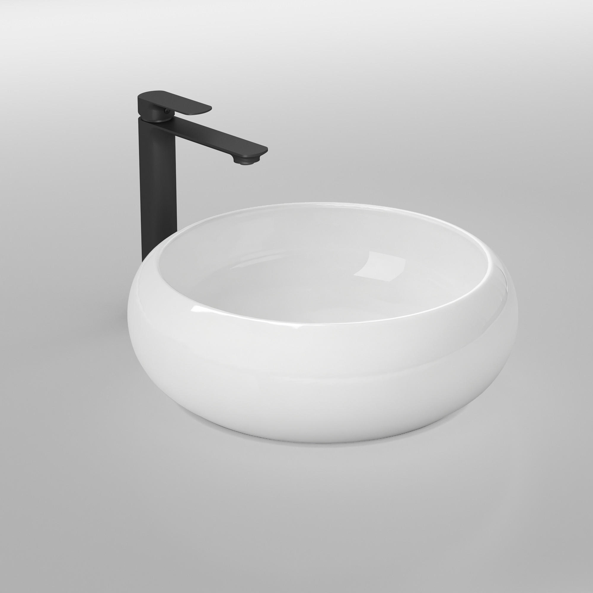 WASCHBECKEN Rund Gebogen Aufsatzmontage Weiß Ø36 / 12 cm - Weiß, Keramik (36/12/36cm) - EMKE