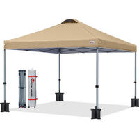 PAVILLON 2,5 x 2,5 m Schnellaufbau höhenverstellbar UPF50+ wasserabweisend inkl. Zubehör - Sandfarben, Textil (250/208.3/250cm)
