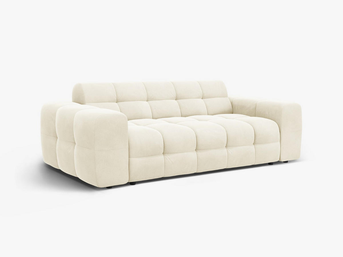 SOFA Kendal aus Samt elfenbein 3 Sitzplätze - Creme, Textil (103/79/222cm) - Micadoni