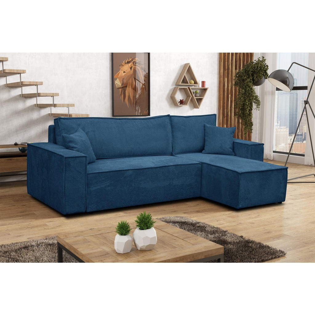 Thumbnail - Venasi Möbel Ecksofa, Blau, Textil, 3-Sitzer, L-Form, 244x145 cm, Wohnzimmer, Sofas & Couches, Wohnlandschaften, Ecksofa...