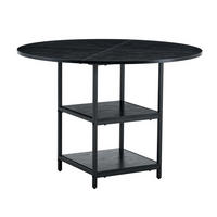 ESSTISCH 107/107/75 cm mit doppelter offener Ablage und Metallgestell in Holzoptik, Schwarz - Schwarz, Holzwerkstoff (107/107/75cm) - Redom