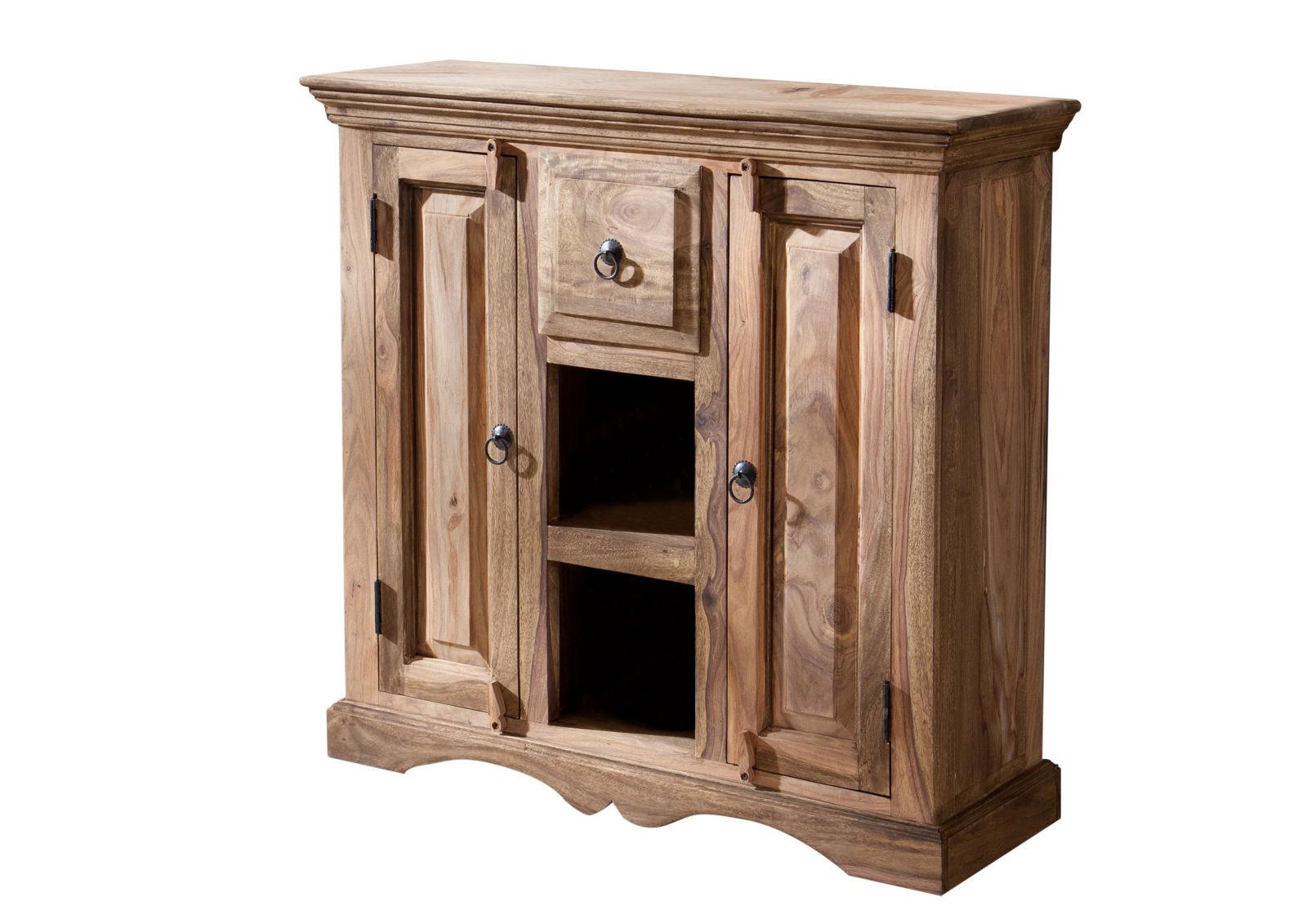 SIDEBOARD Sheesham 87x32x85 grau geölt LEEDS #45 - Grau, Holz (87/85/32cm) - Massivmoebel24