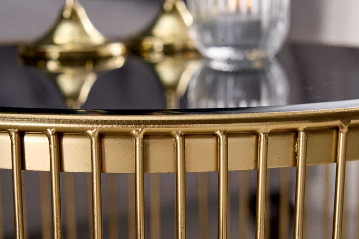 COUCHTISCH VARIATION rund Gold 79cm - Goldfarben, Glas/Metall (79/79/40cm) - riess-ambiente