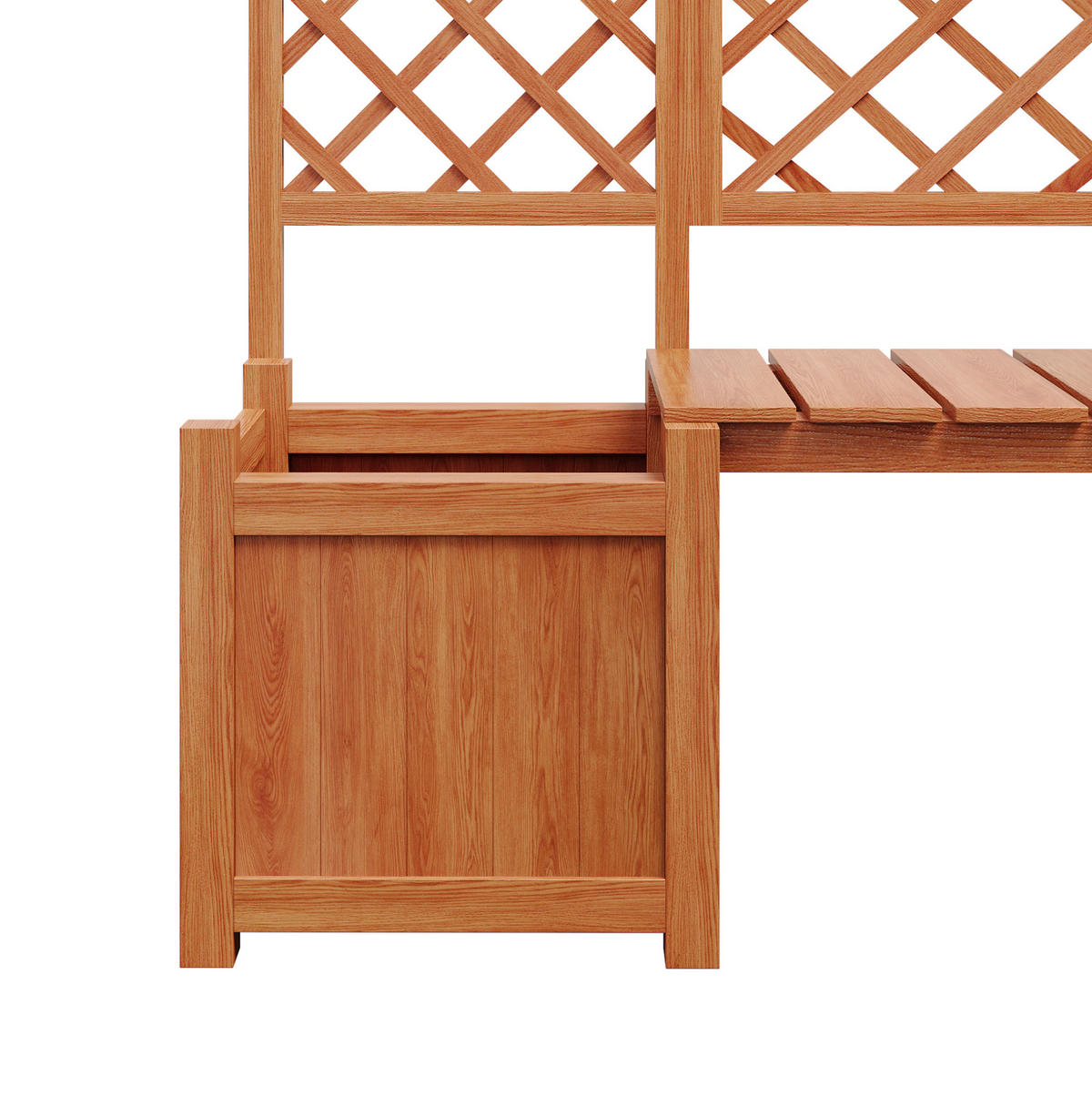 BLUMENKASTENHALTER aus Massivholz 169x145x42 cm in Natur mit Spalier & Sitzfläche - Naturfarben, Holz (42/145/169cm) - Modfu