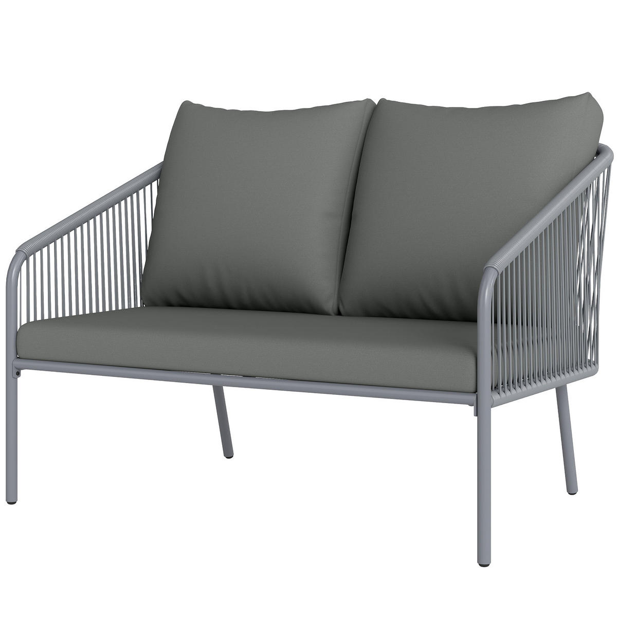 GARTENBANK DE-13503 2-Sitzer mit Geflecht, Stahlrahmen Grau - Grau, Metall (112/76/72cm) - ComfortXL