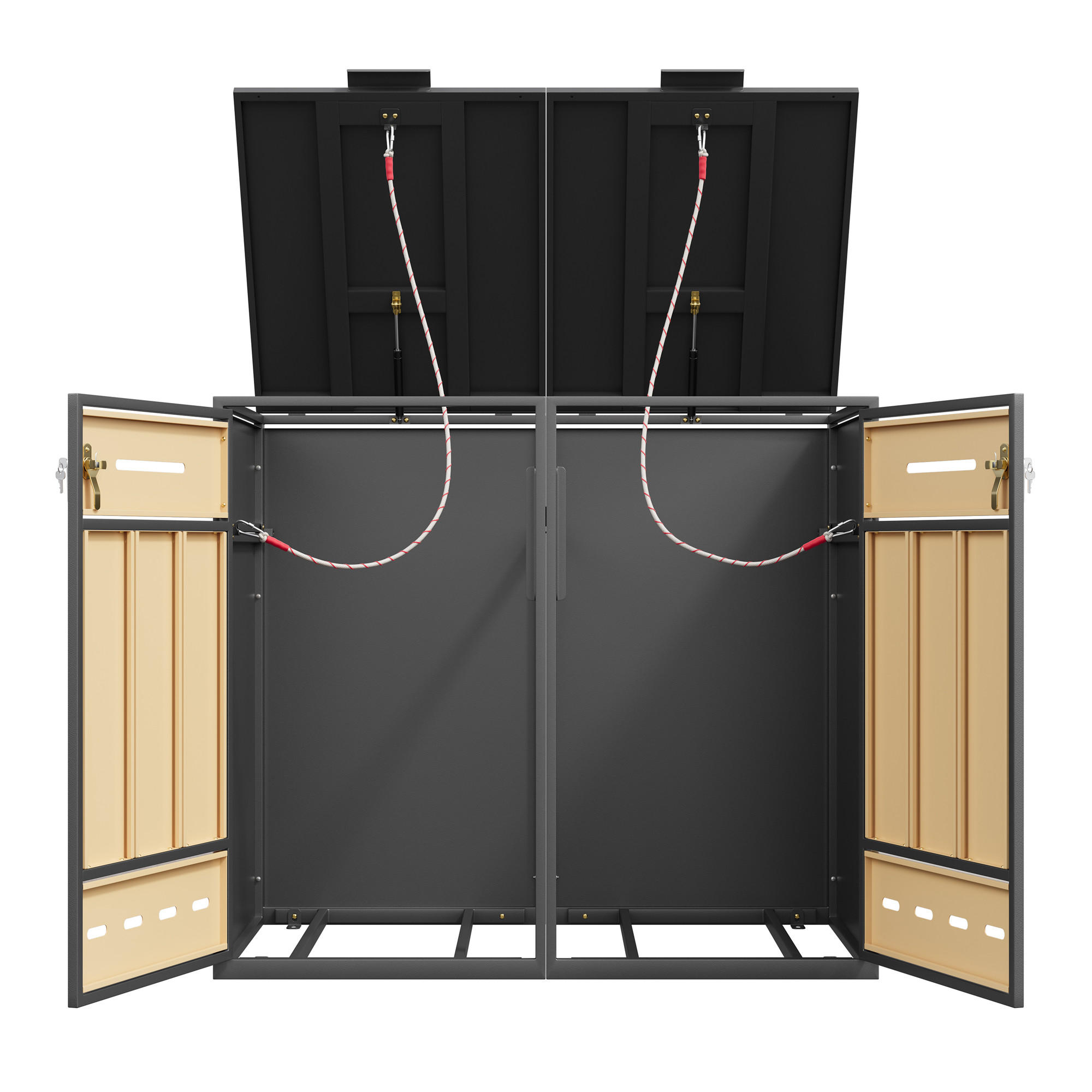 MÜLLTONNENBOX 2er abschließbar 120-240L Lüftung 2 Türen - Multicolor, Metall (84.5/118/132cm) - FLIEKS