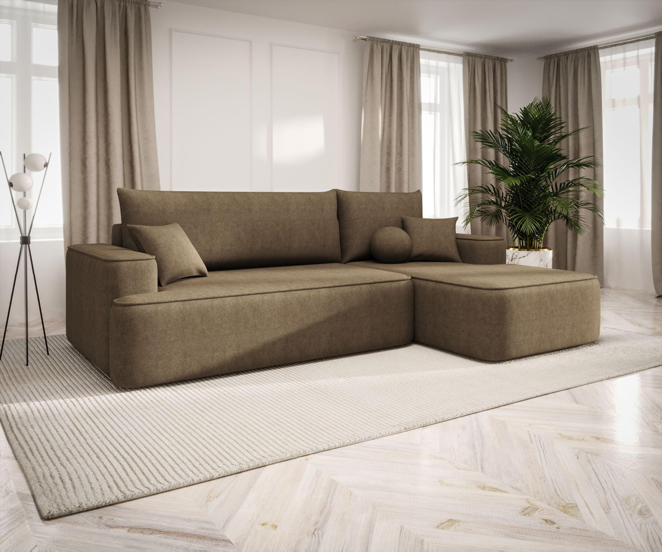 ECKSOFA mit Schlaffunktion FIGO Curio 20 Rechts - Braun, Textil (250/150cm) - Bedante