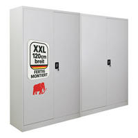 FLÜGELTÜRENSCHRANK Elephant 2er-Set komplett montiert 180x120x40cm 4 Ebenen Lichtgrau - Hellgrau, Metall (240/180/40cm) - PROREGAL