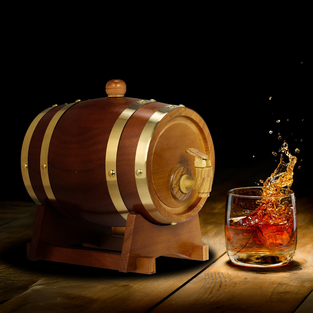 WHISKYFASS - Braun, Holz/Kunststoff (1.25L) - Relaxdays