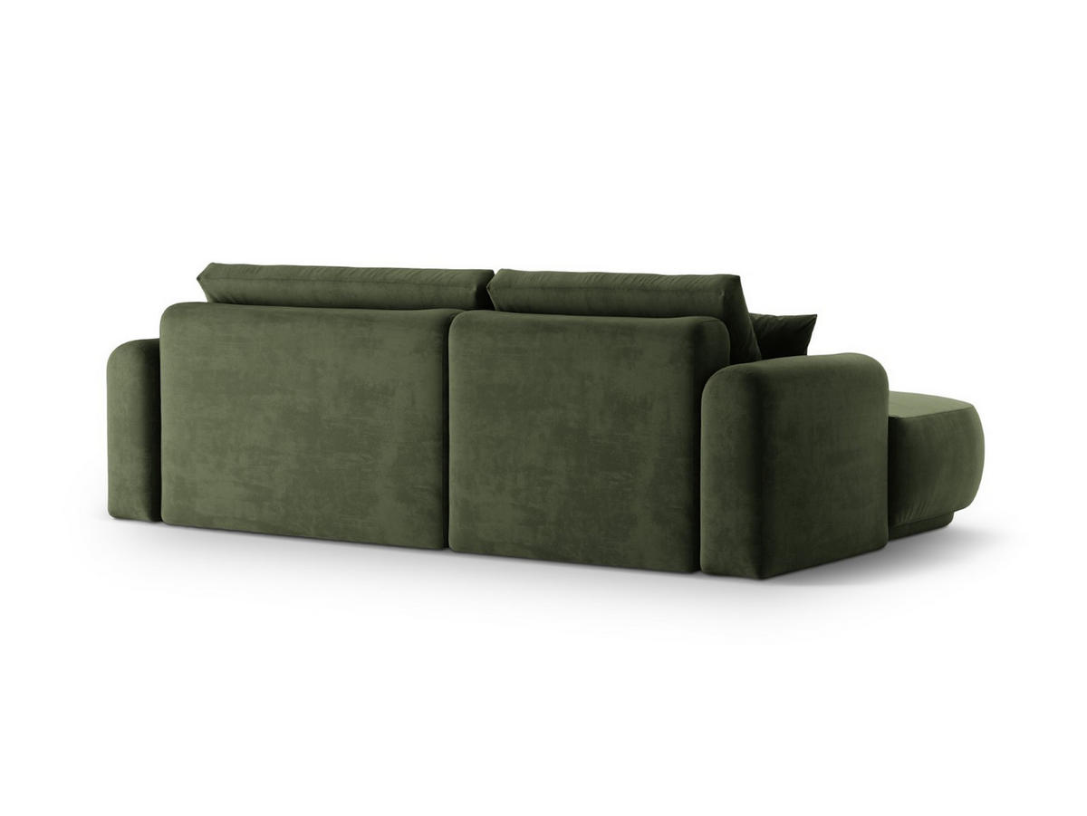 SCHLAFSOFA modular mit Bettkasten links Ella aus Samt grün 5 Sitzplätze - Grün, Textil (174/271cm) - Micadoni
