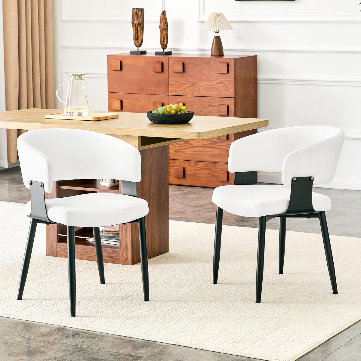 ARMLEHNSTUHL-SET DE-36713 2 Stück im Mid-Century-Modern-Stil Weiß - Weiß, Metall (48/77.3/46.5cm) - ComfortXL