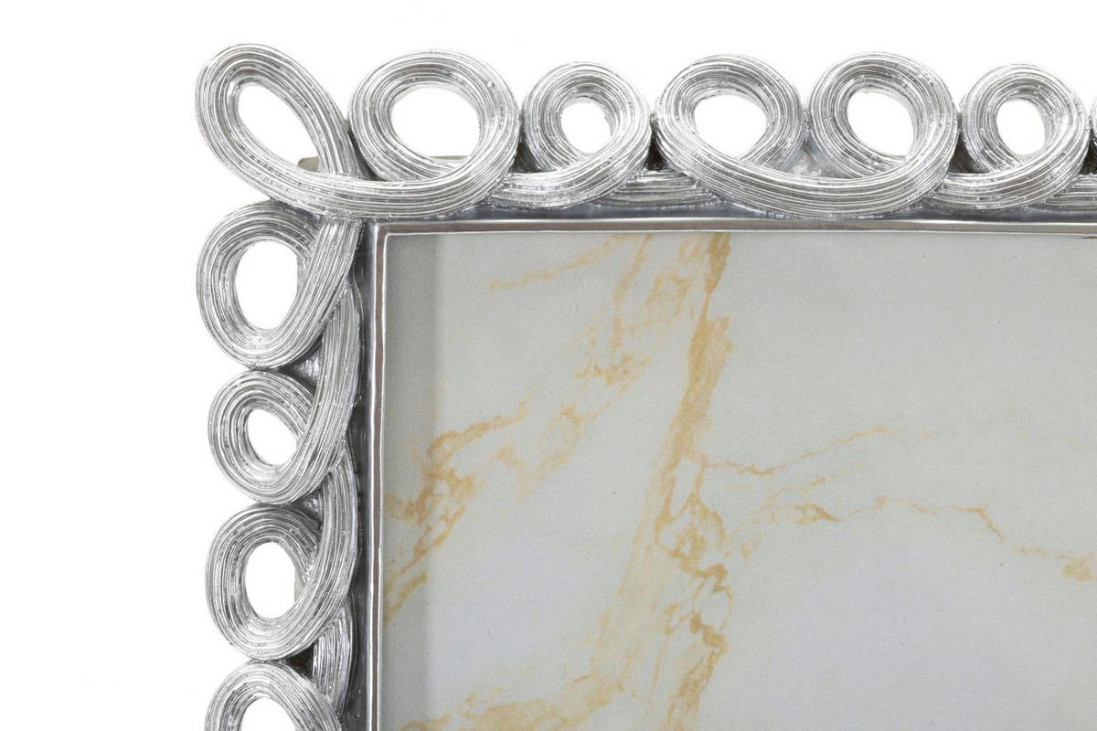BILDERRAHMEN Hollow, Fotoformat 20 x 25 cm, silberfarben, Polyresin und Glas, Rahmen 26 x 2,2 x 31,3 cm - Silberfarben, Glas/Kunststoff (26/31.3/2.2cm) - Mauro Ferretti