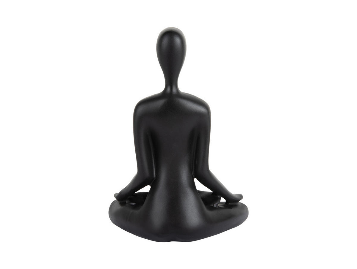 BILD Statue Open Lotus Schwarz 15/11/21 cm - Schwarz, Kunststoff (11/21/15cm) - Present Time