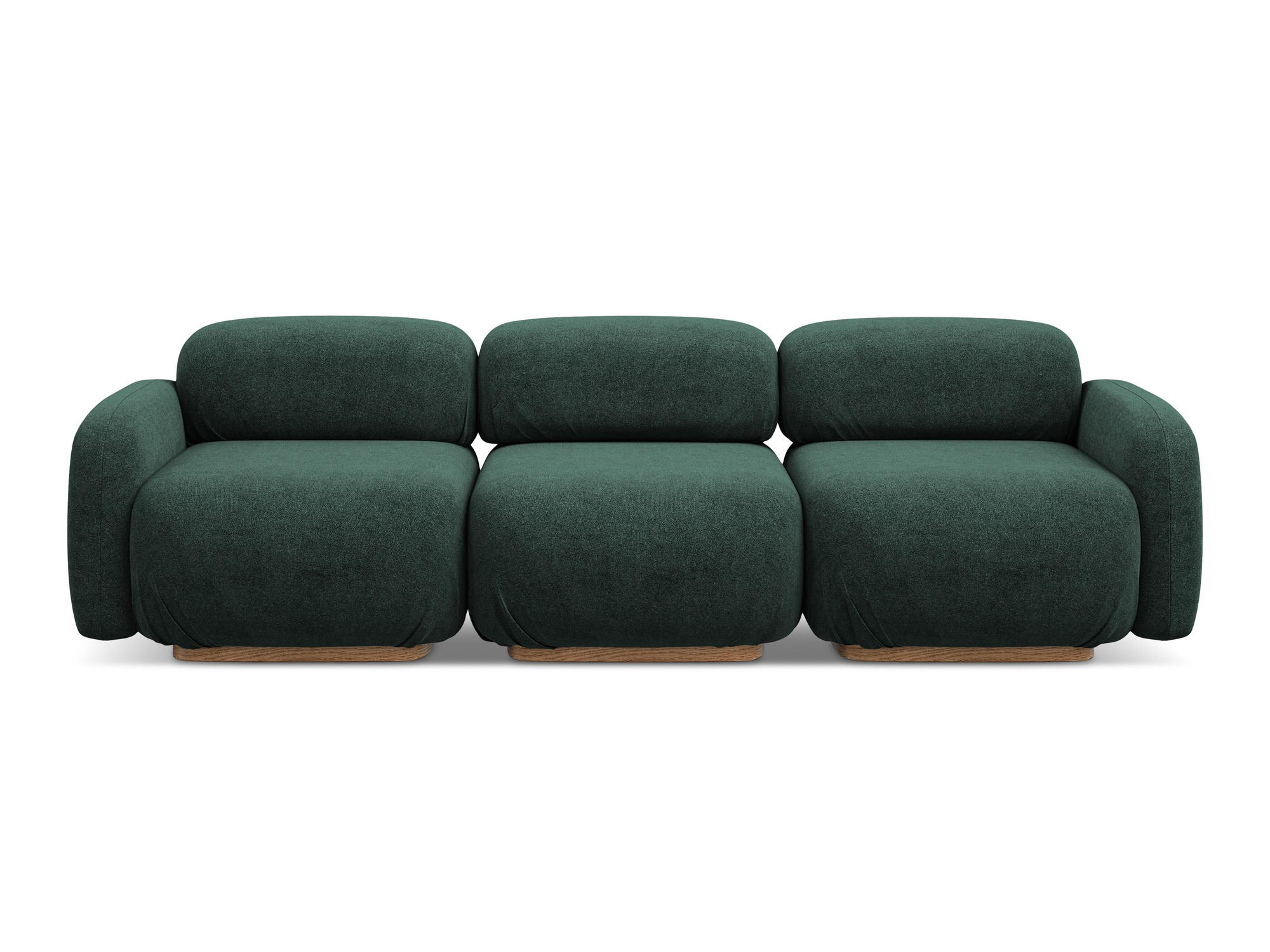 4-SITZER-SOFA Bouclé Stoff Grün - Dunkelgrün/Braun, Holz/Textil (270/73/95cm) - Makamii