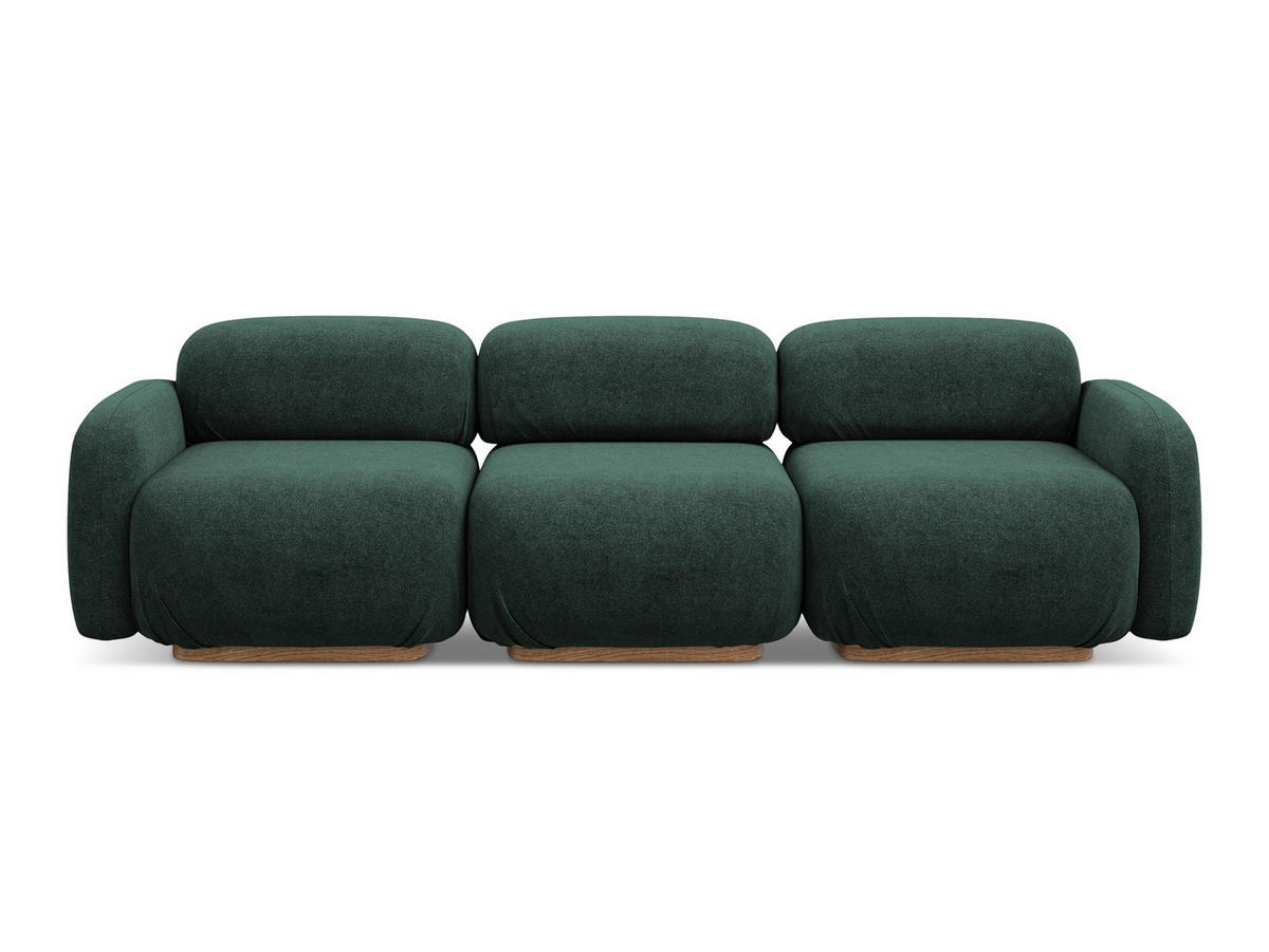4-SITZER-SOFA Bouclé Stoff Grün - Dunkelgrün/Braun, Holz/Textil (270/73/95cm) - Makamii