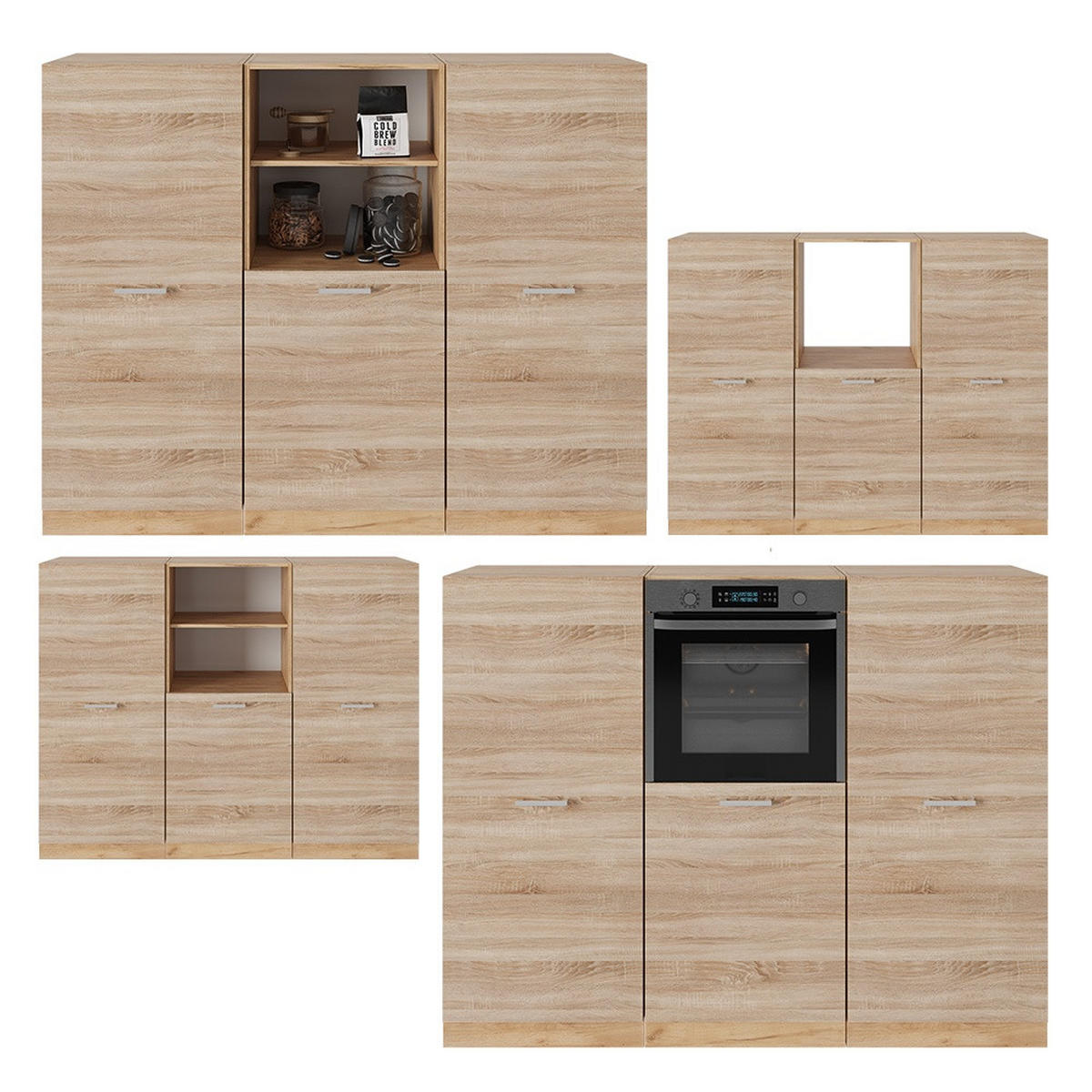 KUHINJSKI BLOK R-Line Hrast Sonoma/Goldkraft 180 cm brez delovne plošče - hrast sonoma/medeni hrast, leseni material (180/143/46cm) - Vicco