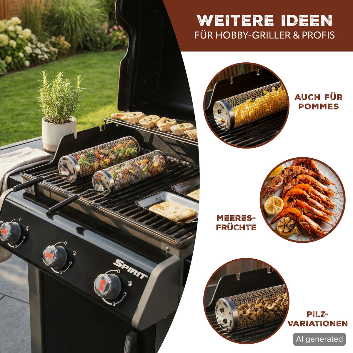 GRILLKORB, rund Edelstahl matt - Silberfarben, Metall (46/8.5/8.5cm) - eluno