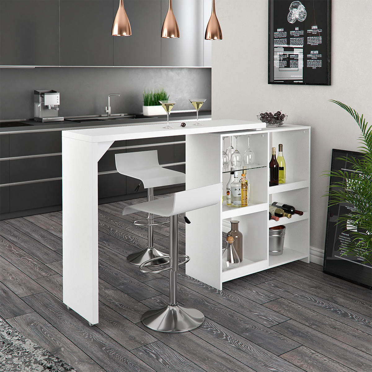 BARTISCH Vega Weiß 138 x 39 cm - Weiß, Holzwerkstoff (138/110.4/39cm) - Vicco