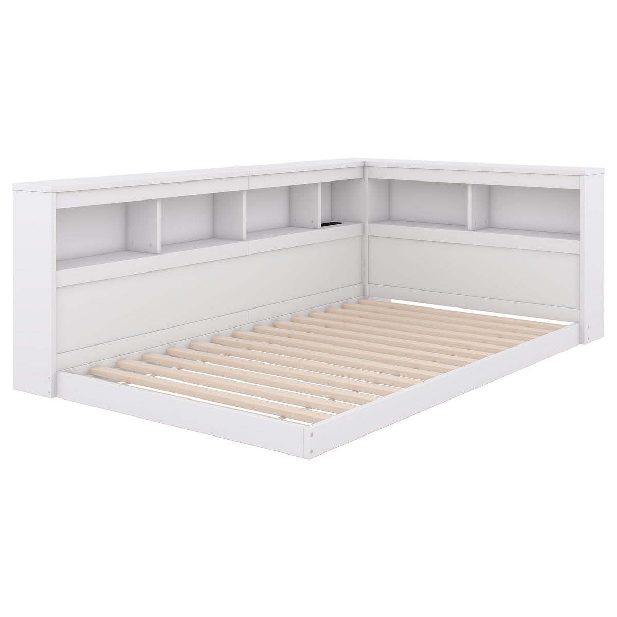 TAGEBETT 90x200cm Weiß Spanplatte Steckdose USB - Weiß, Holz (90/200cm) - FLIEKS