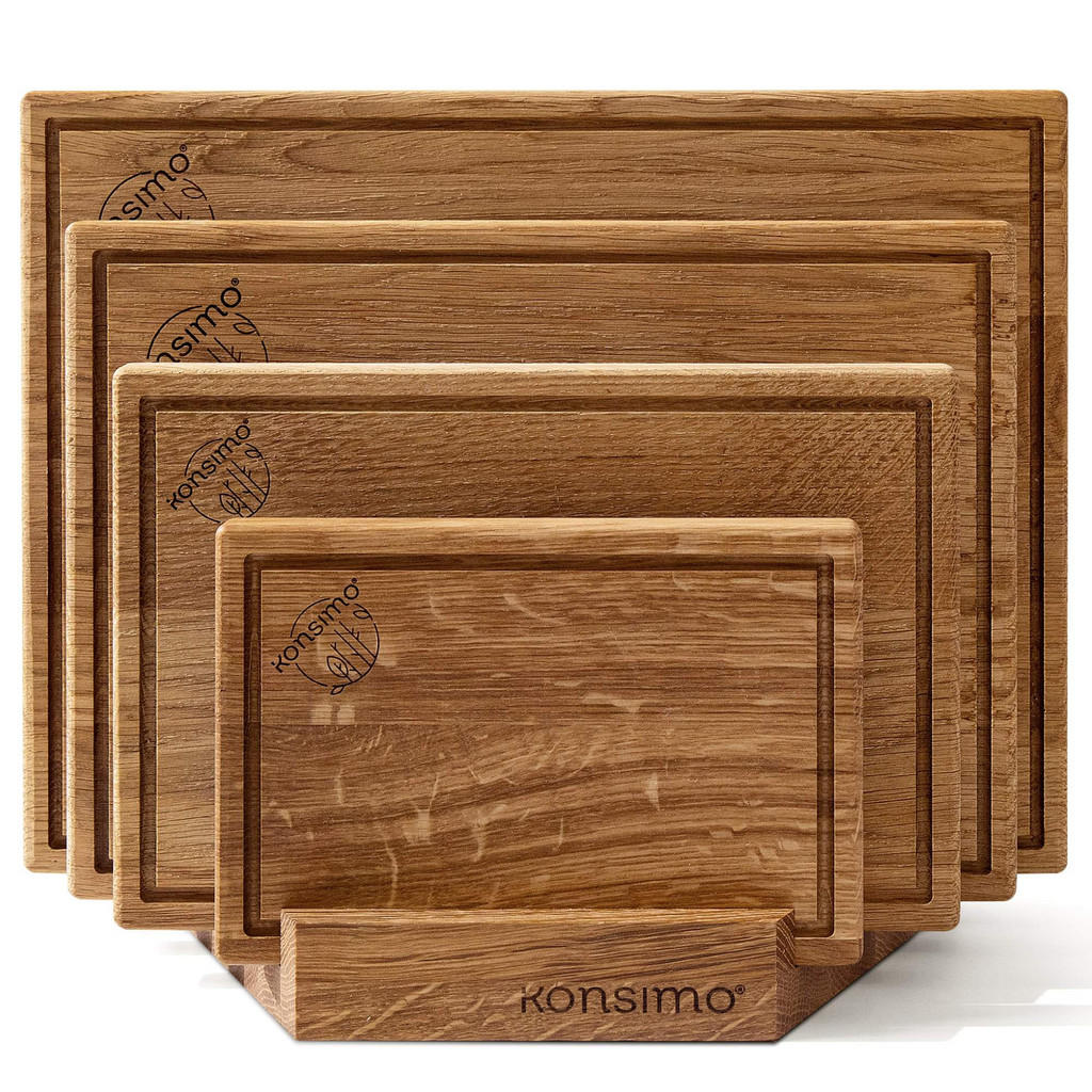 Thumbnail - Konsimo® Schneidebrett, Eiche, Holz, 40x8 cm, FSC 100%, Hergestellt in Europa, Küchenzubehör, Schneidebretter