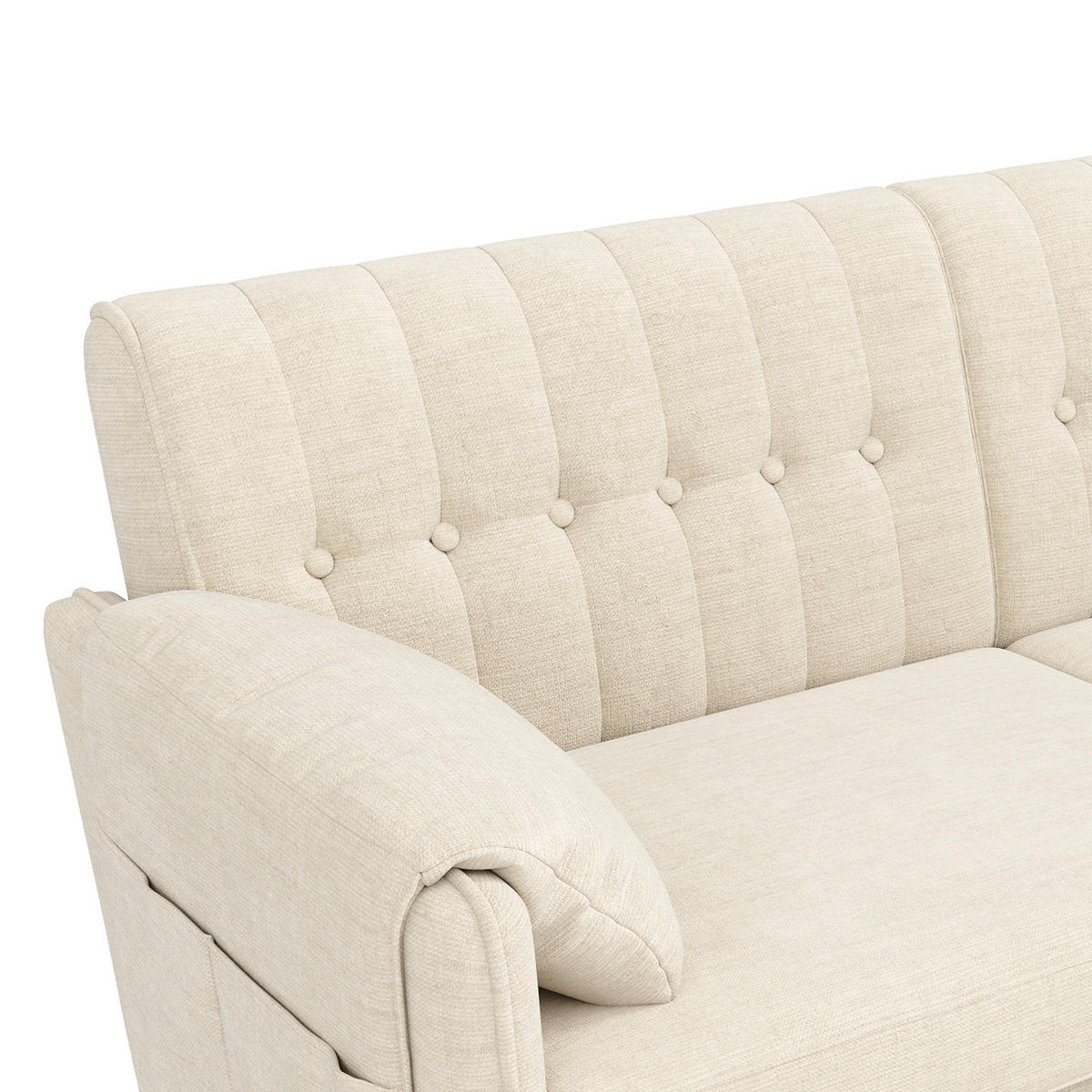 2-SITZER-SOFA Chenille mit Massivholzbeinen, DE-42464, Beige - Beige, Holzwerkstoff (161.5/83.5/79cm) - ComfortXL