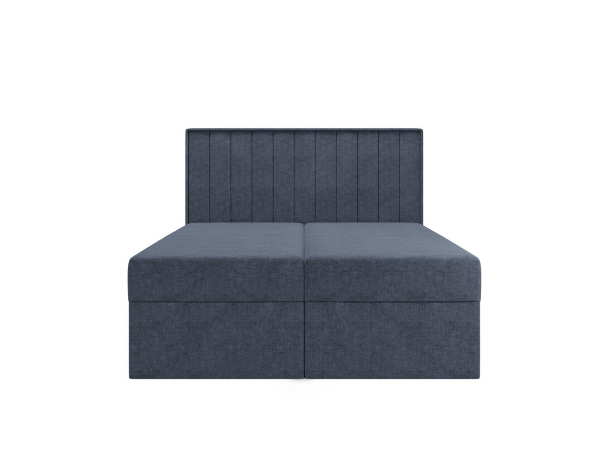 BOXBETT - Taschenmatratze + Topper 140x200 marineblau Chenille - Dunkelblau, Holz/Holzwerkstoff (140/200cm) - SIMKAM Furniture