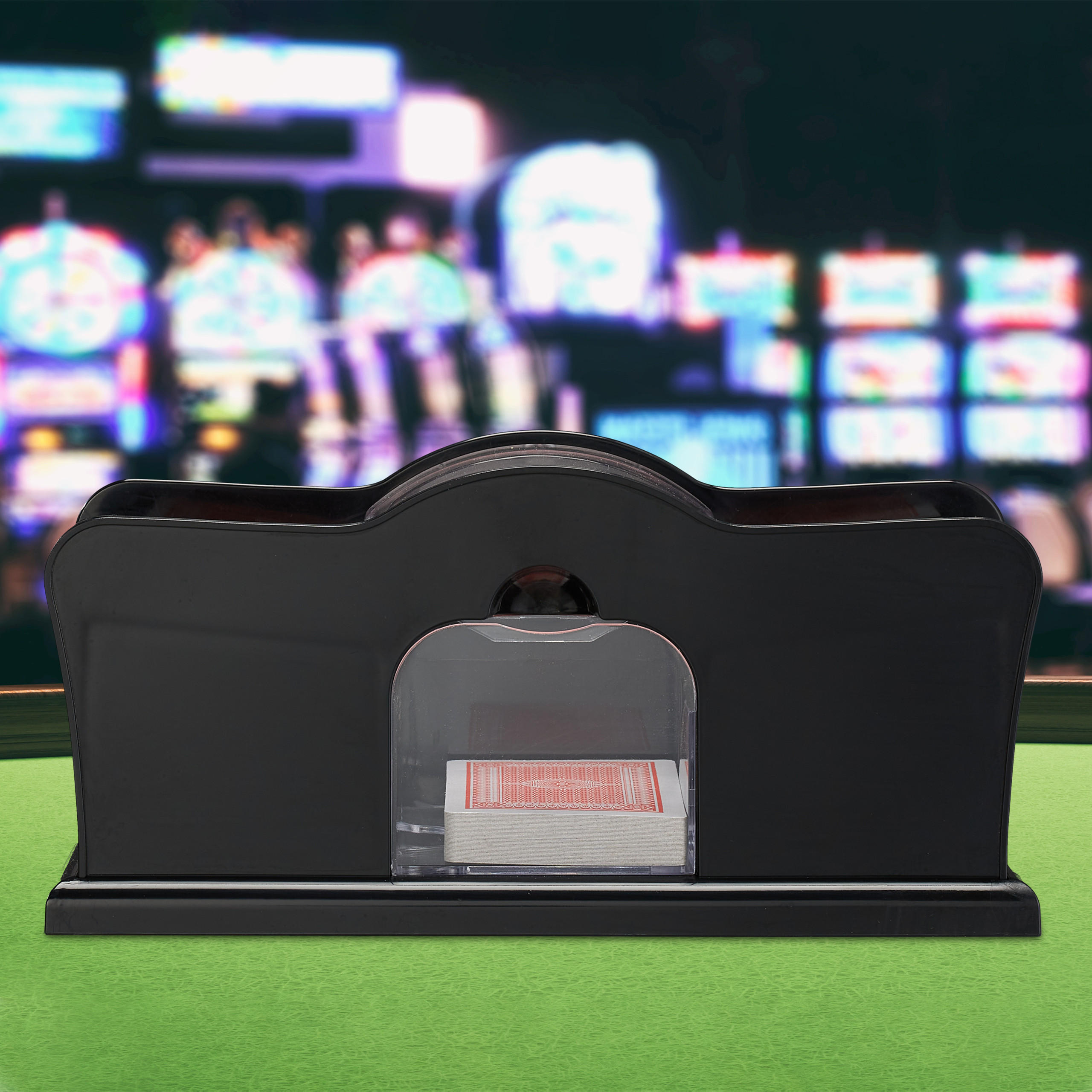 KARTENMISCHMASCHINE manuell - Schwarz, Kunststoff (23/15cm) - Relaxdays