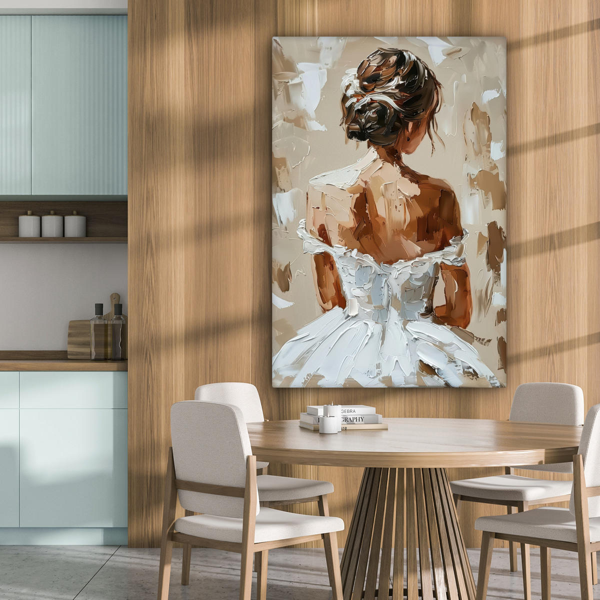 LEINWANDBILD - Frau - Farbe - Abstrakt - Beige - Modern - 80x120 - Wanddeko - Sandfarben, Textil (80/120cm) - MuchoWow