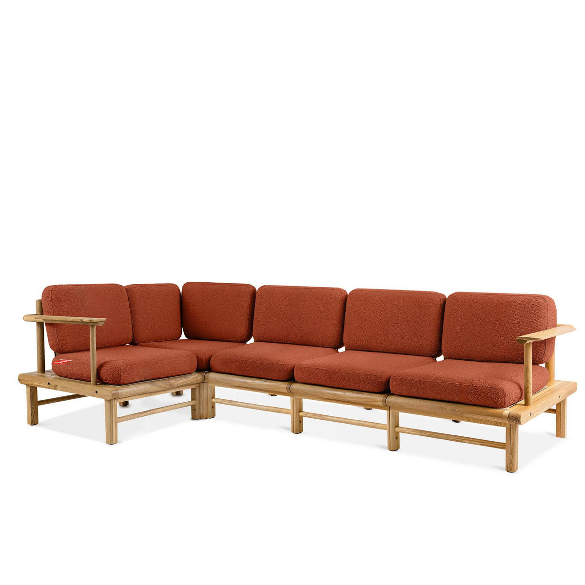 LOUNGESOFA ATREDA links - Orange, Holz/Textil (300/80/160cm) - KONSIMO®