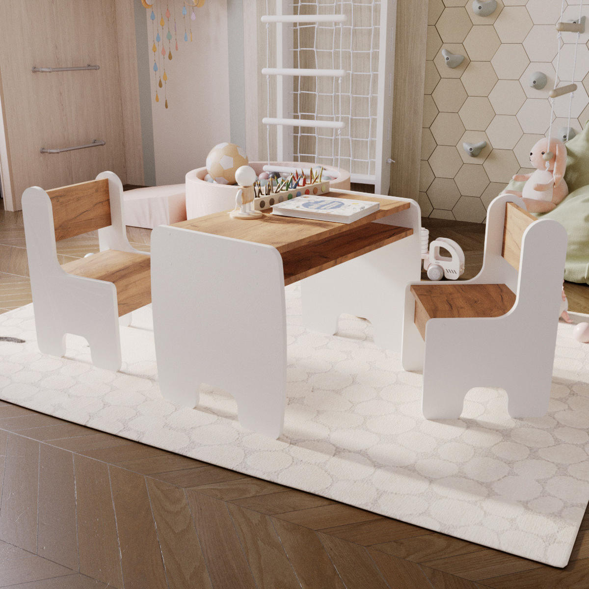KINDERSITZGRUPPE Miki - Weiß, Holzwerkstoff (70/55/40cm) - RAUMHIRSCH FURNITURE