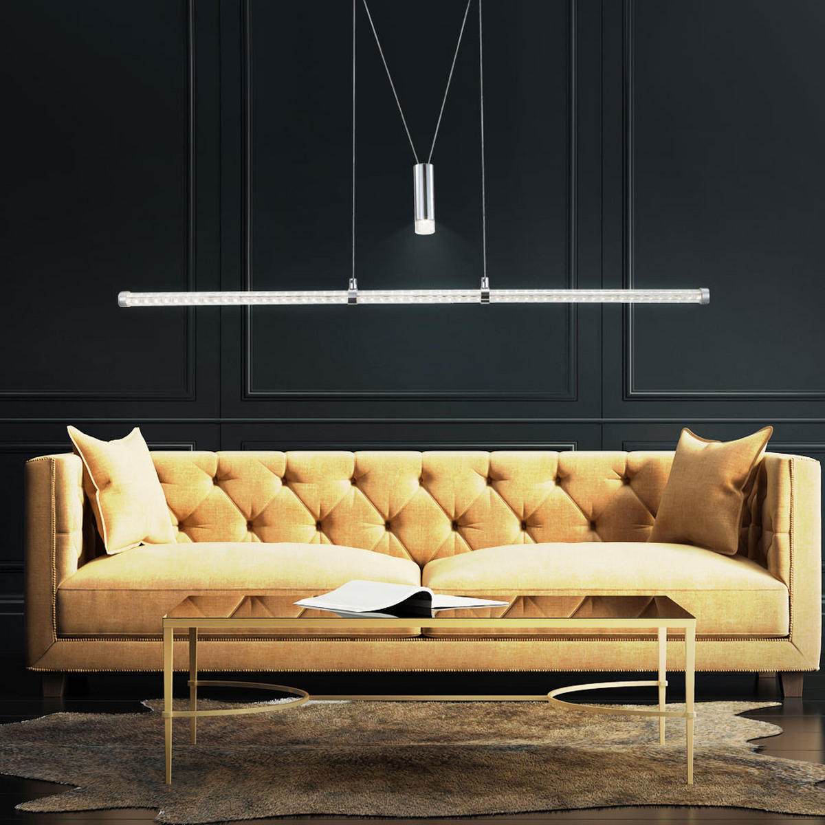 LED HÄNGELEUCHTE Metall Silber - Silberfarben, Glas (100/80/150cm)