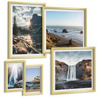 BILDER SET 5er Set - 50x50 cm & 20x30 cm & 40x60 cm Goldrahmen - Zitronengarten mit Getränken - Goldfarben, Kunststoff (40/60cm) - TULUP