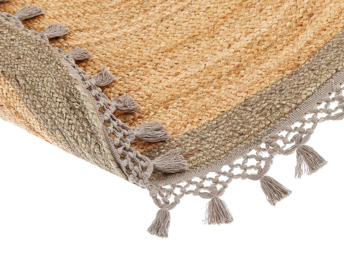 TEPPICH geflochten Marts 140/140 cm - Beige, Naturmaterialien (140/140cm) - Beliani