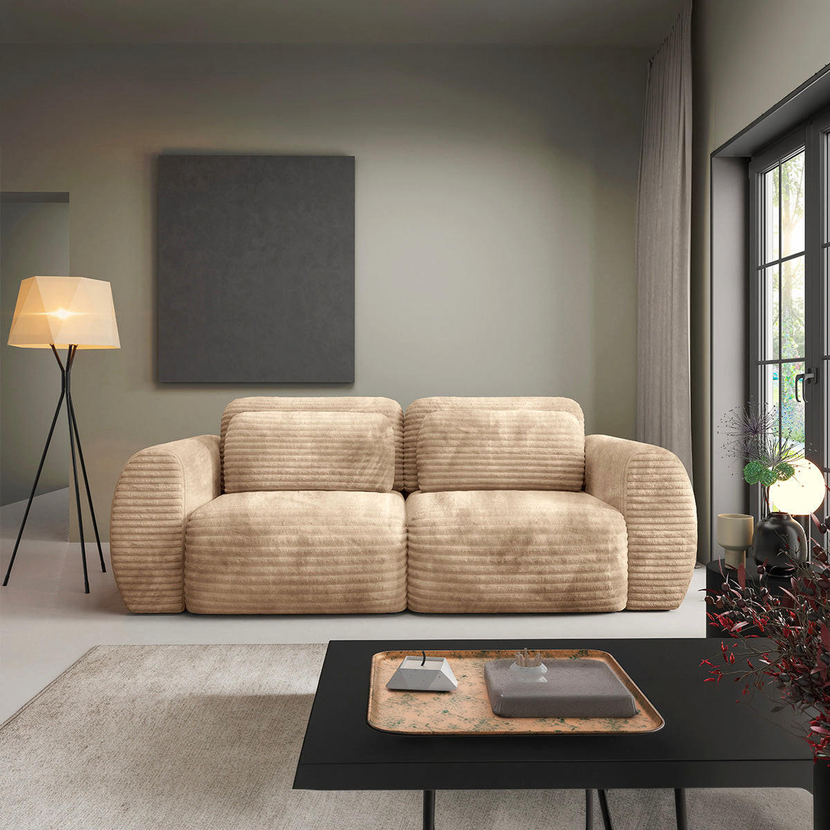 SOFA Camilla 3 Sitzplätze Beige - Beige, Holz (266/95/121cm) - Petits-meubles