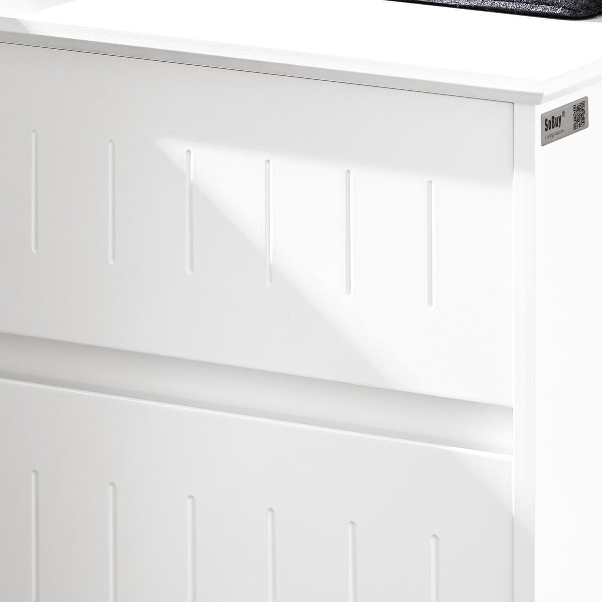 WÄSCHESCHRANK mit Wäschesack Weiß - Weiß, Holzwerkstoff (40/86/39cm) - SoBuy